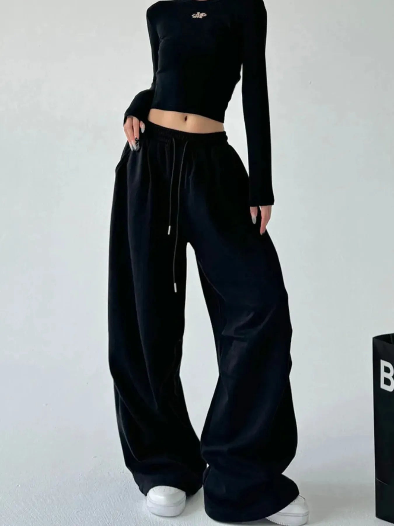 Oversized Wide Leg Drawstring Pants - Tigbul's Variety Fashion Shop