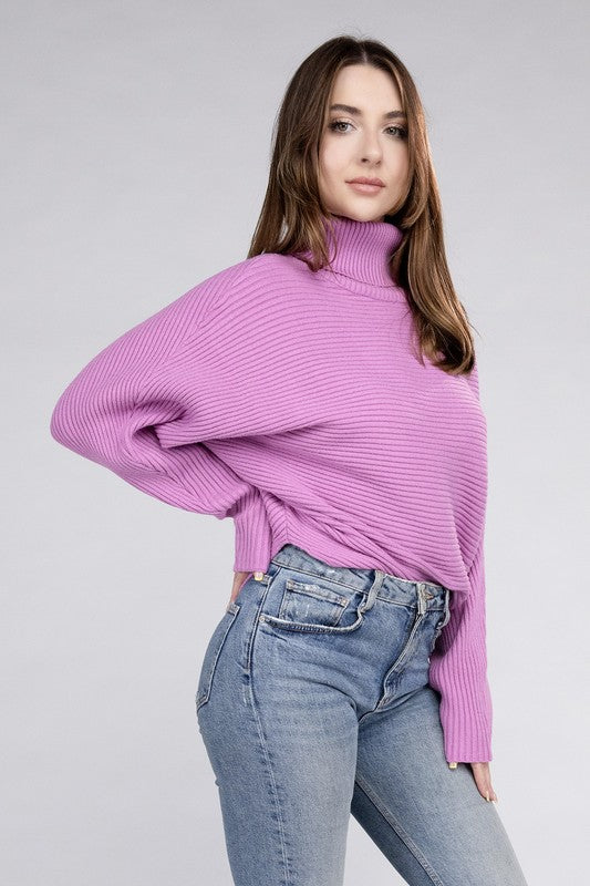Viscose Dolman Sleeve Turtleneck Sweater - Tigbul's Variety Fashion Shop