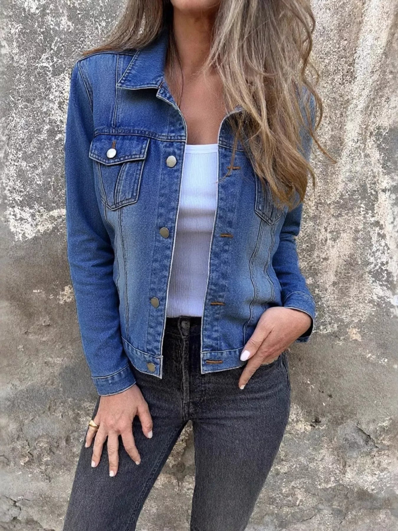 Full Size Button Front Long Sleeve Denim Jacket Plus Size - Tigbul's Variety Fashion Shop