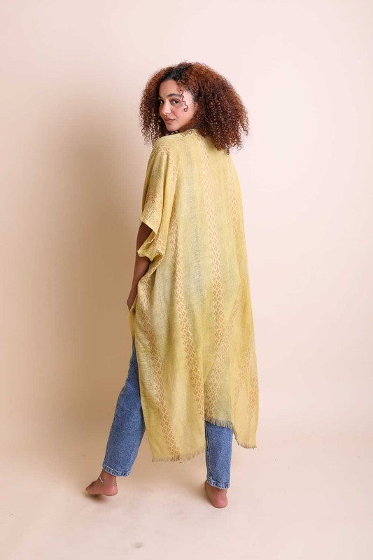 Woven Long Line Tribal Kimono - Tigbul's Variety Fashion Shop