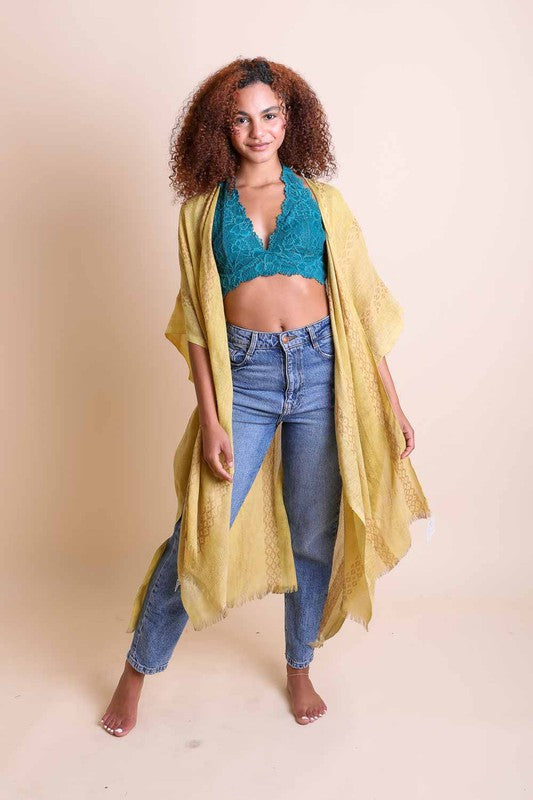 Woven Long Line Tribal Kimono - Tigbul's Variety Fashion Shop