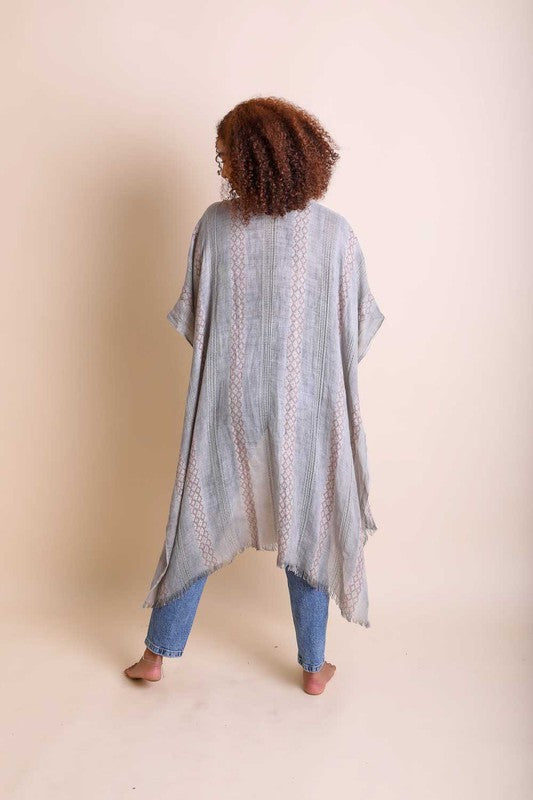 Woven Long Line Tribal Kimono - Tigbul's Variety Fashion Shop