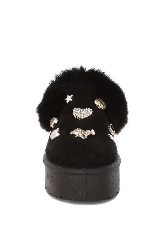 Zeta Charm Detail Slip On Snow Boots - Tigbul's Variety Fashion Shop