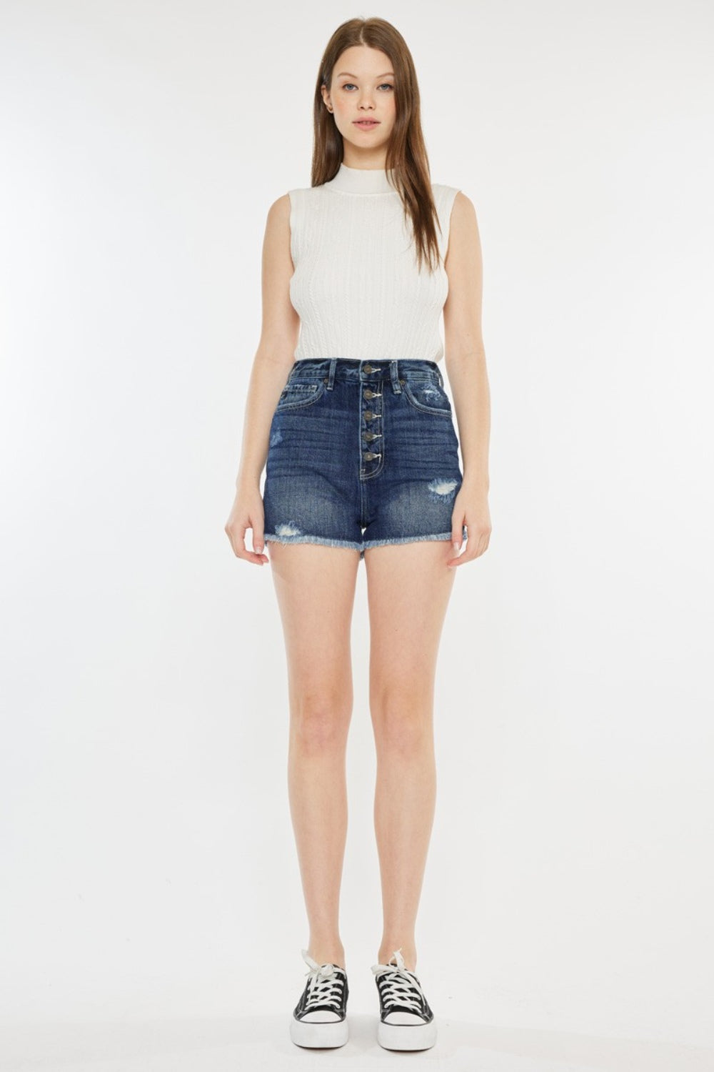 Kancan Raw Hem Button Fly Denim Shorts - Tigbul's Variety Fashion Shop