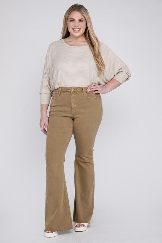 Plus Size High Rise Super Flare Jeans - Tigbul's Variety Fashion Shop