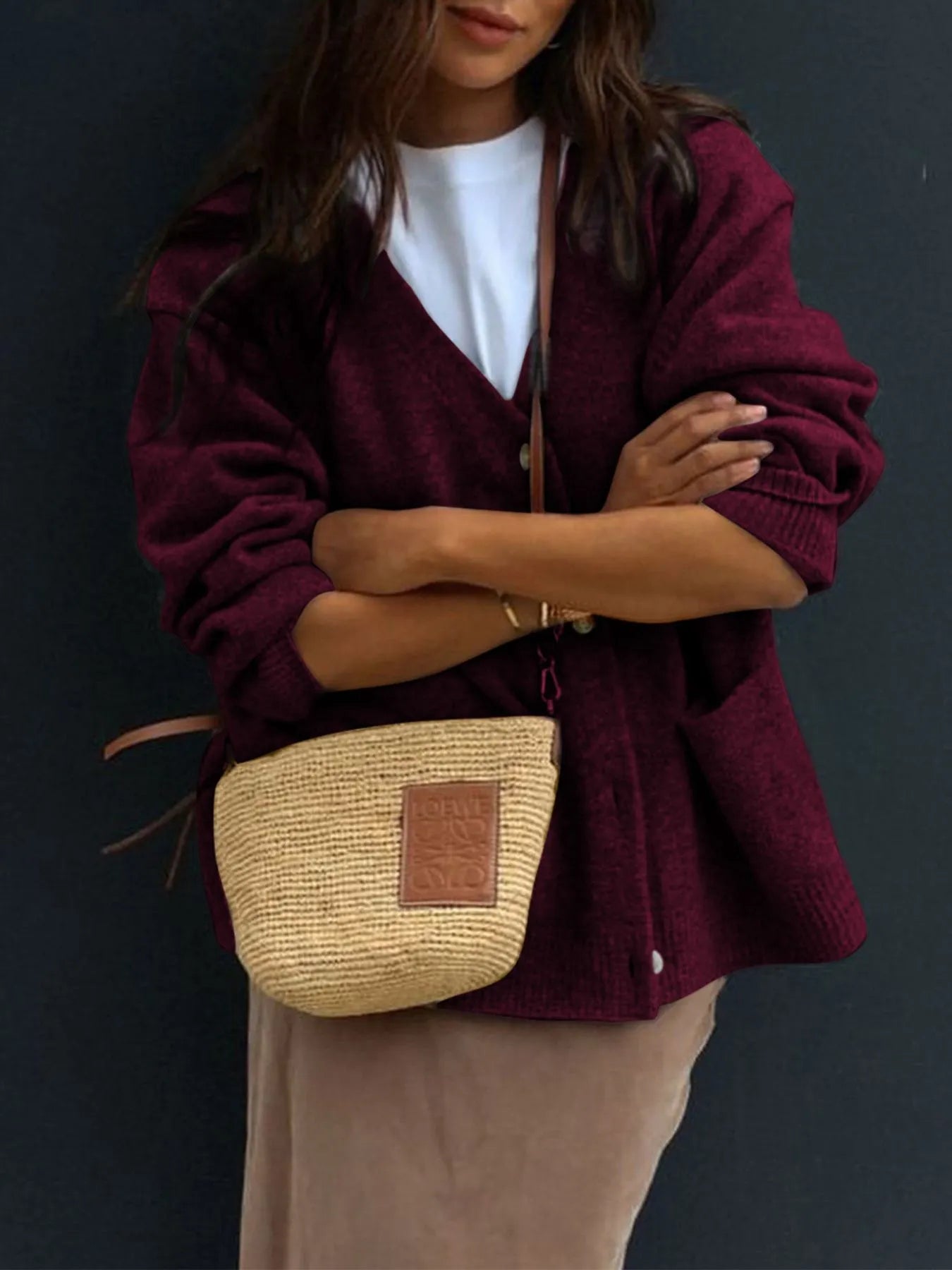 Button-Front Long Sleeve Cardigan - Tigbul's Variety Fashion Shop