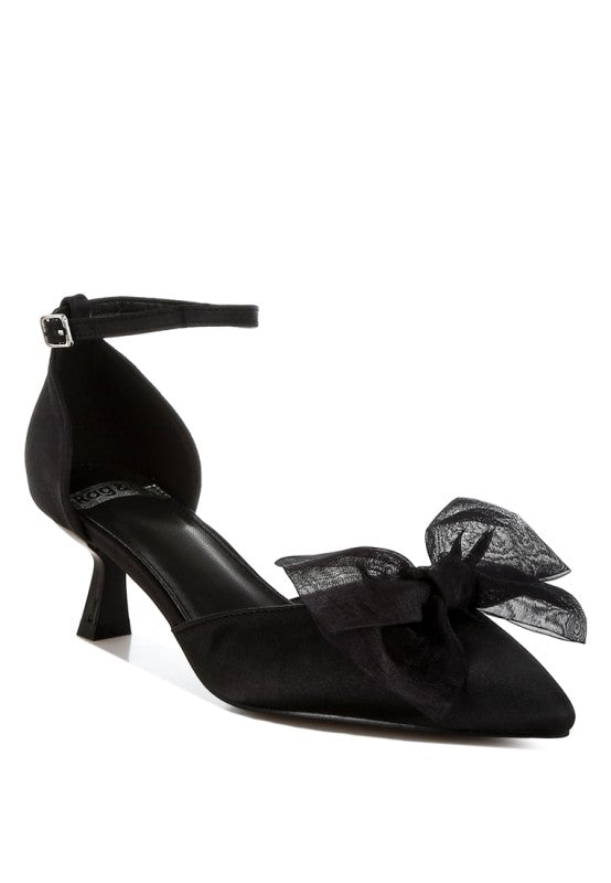 Cadell Bow Detail Satin Sandals - Tigbul's Variety Fashion Shop