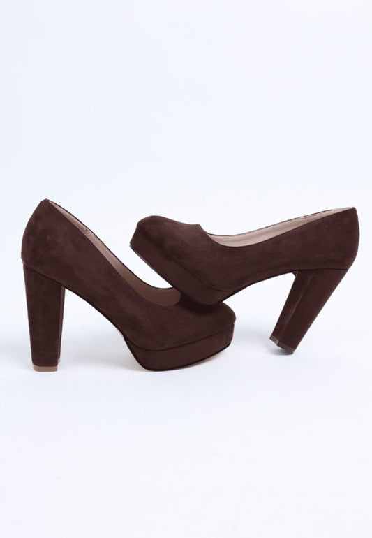 Olanta Brown Block Heel Pumps - Tigbul's Variety Fashion Shop