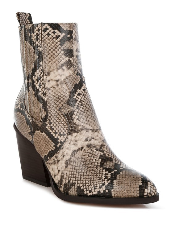 Cornus Snake Print Ankle Boots - Tigbul's Variety Fashion Shop