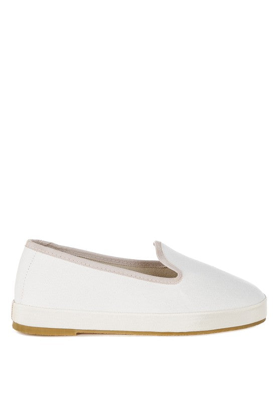 Moshka Round Toe Canvas Slip-On Loafers - Tigbul's Variety Fashion Shop
