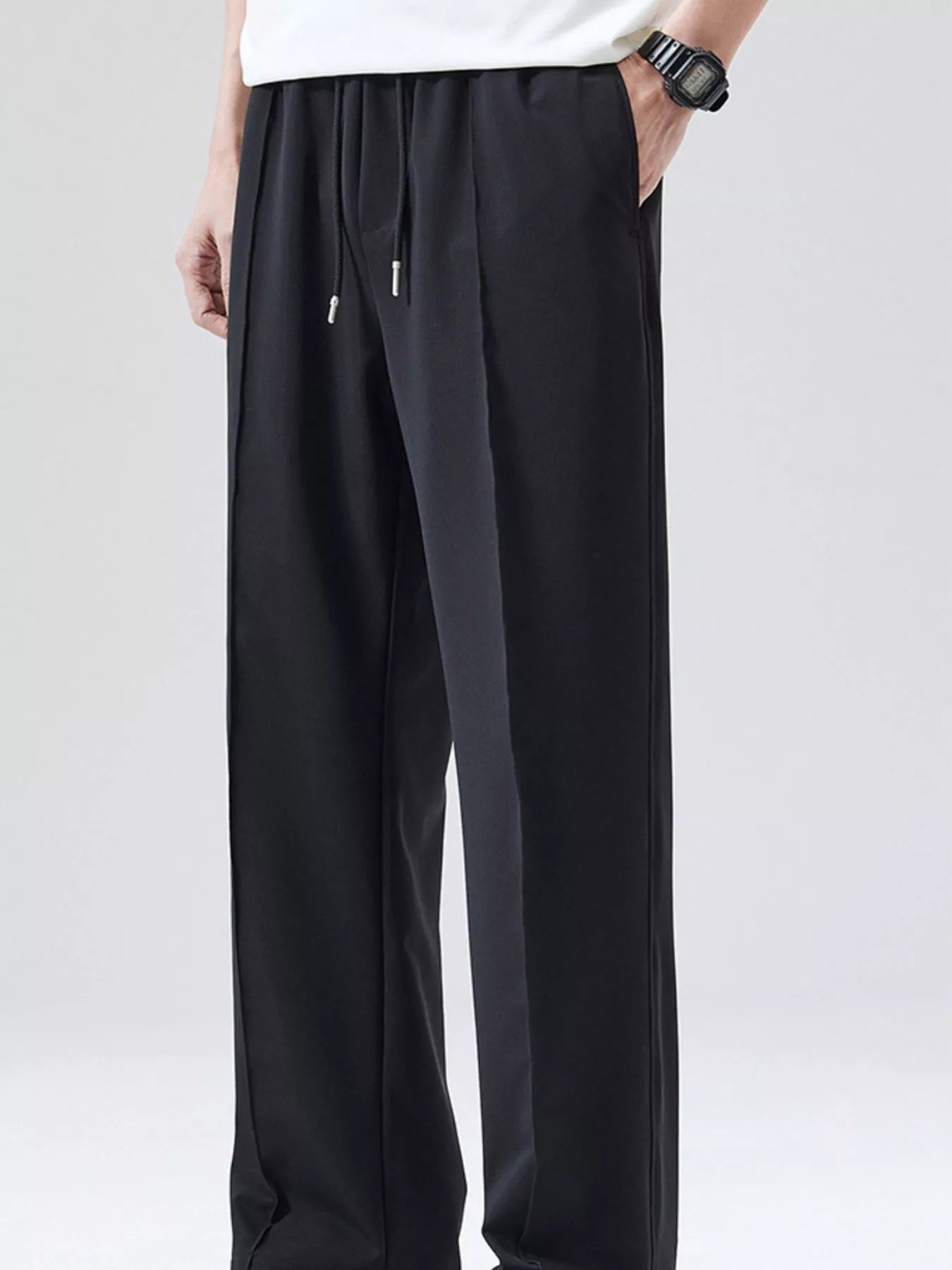Men's Full Size Casual Loose Fit Drawstring Wide Leg Pants Plus Size - Tigbul's Variety Fashion Shop