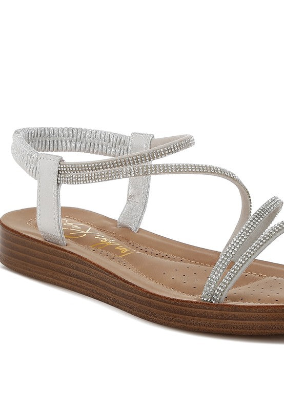 Ridayne Rhinestones Embellished Strappy Flats - Tigbul's Variety Fashion Shop