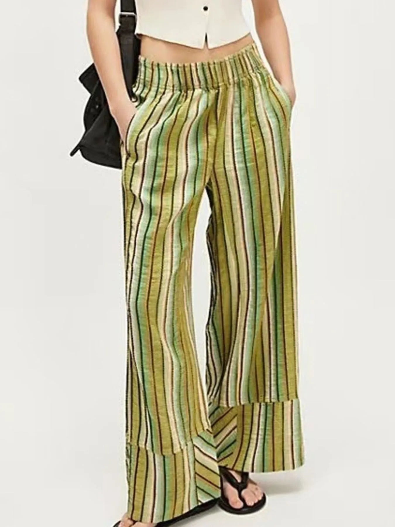 Striped Wide Leg Pants - Tigbul's Variety Fashion Shop