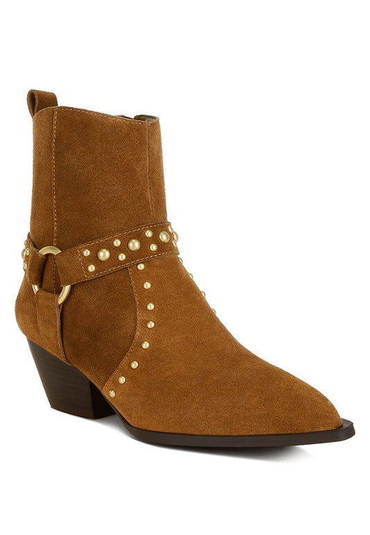 Rodeo Studded Suede Ankle Boots - Tigbul's Variety Fashion Shop