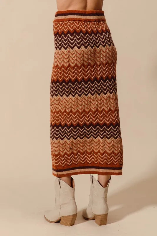 Multi Color Chevron Knit Skirt - Tigbul's Variety Fashion Shop