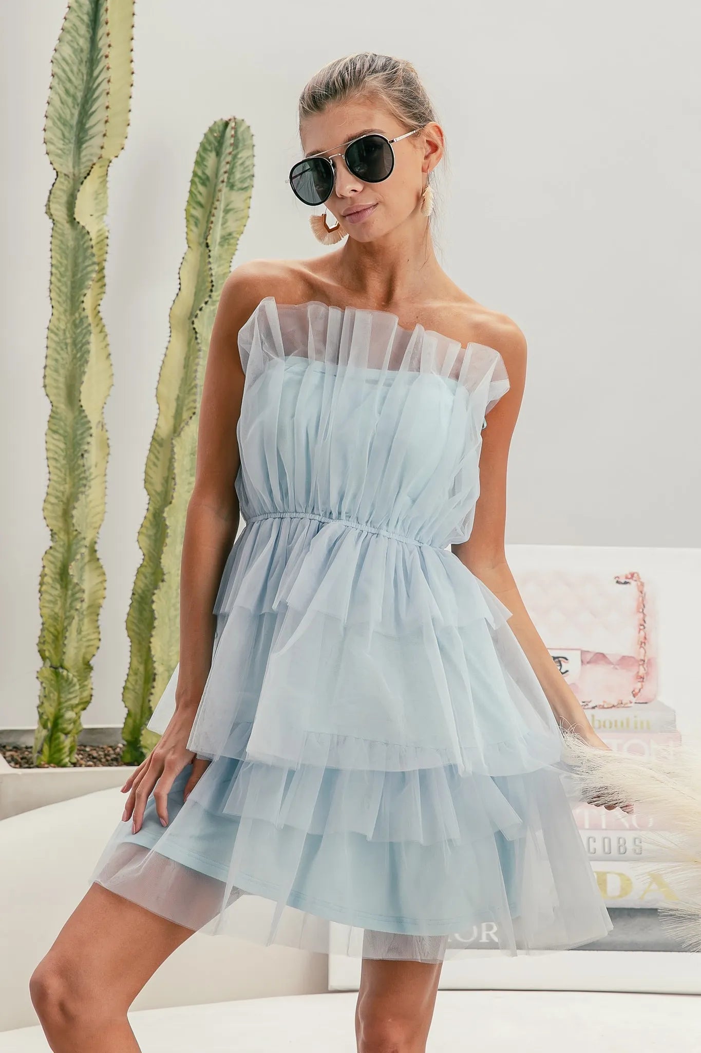 BiBi Sleeveless Layered Organza Dress - Tigbul's Variety Fashion Shop