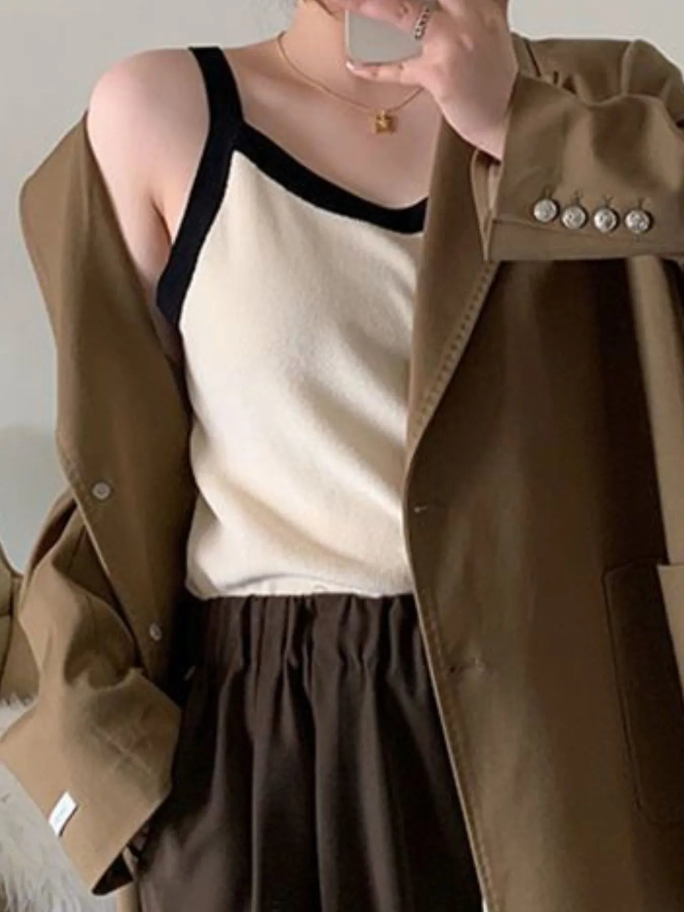 Contrast Trim Cami Top - Tigbul's Variety Fashion Shop
