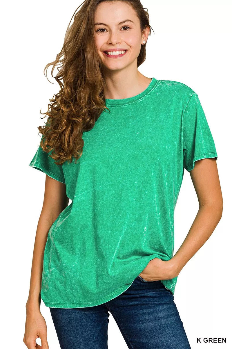 Zenana Washed Short Sleeve T-Shirt - Tigbul's Variety Fashion Shop