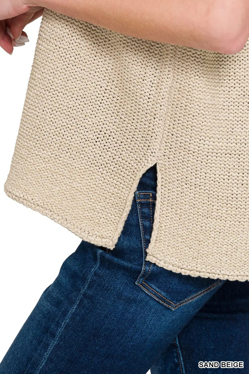 Zenana Oversized Crew Neck Sweater Vest - Tigbul's Variety Fashion Shop