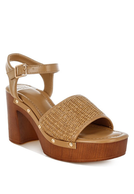Mazaro Raffia Chunky Sandals - Tigbul's Variety Fashion Shop