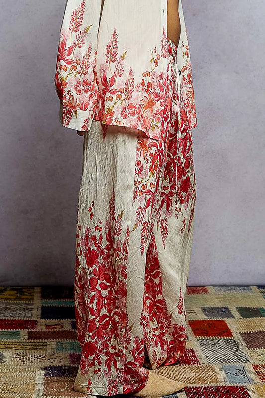 POL Floral Printed Woven Wide Leg Drawstring Pants - Tigbul's Variety Fashion Shop