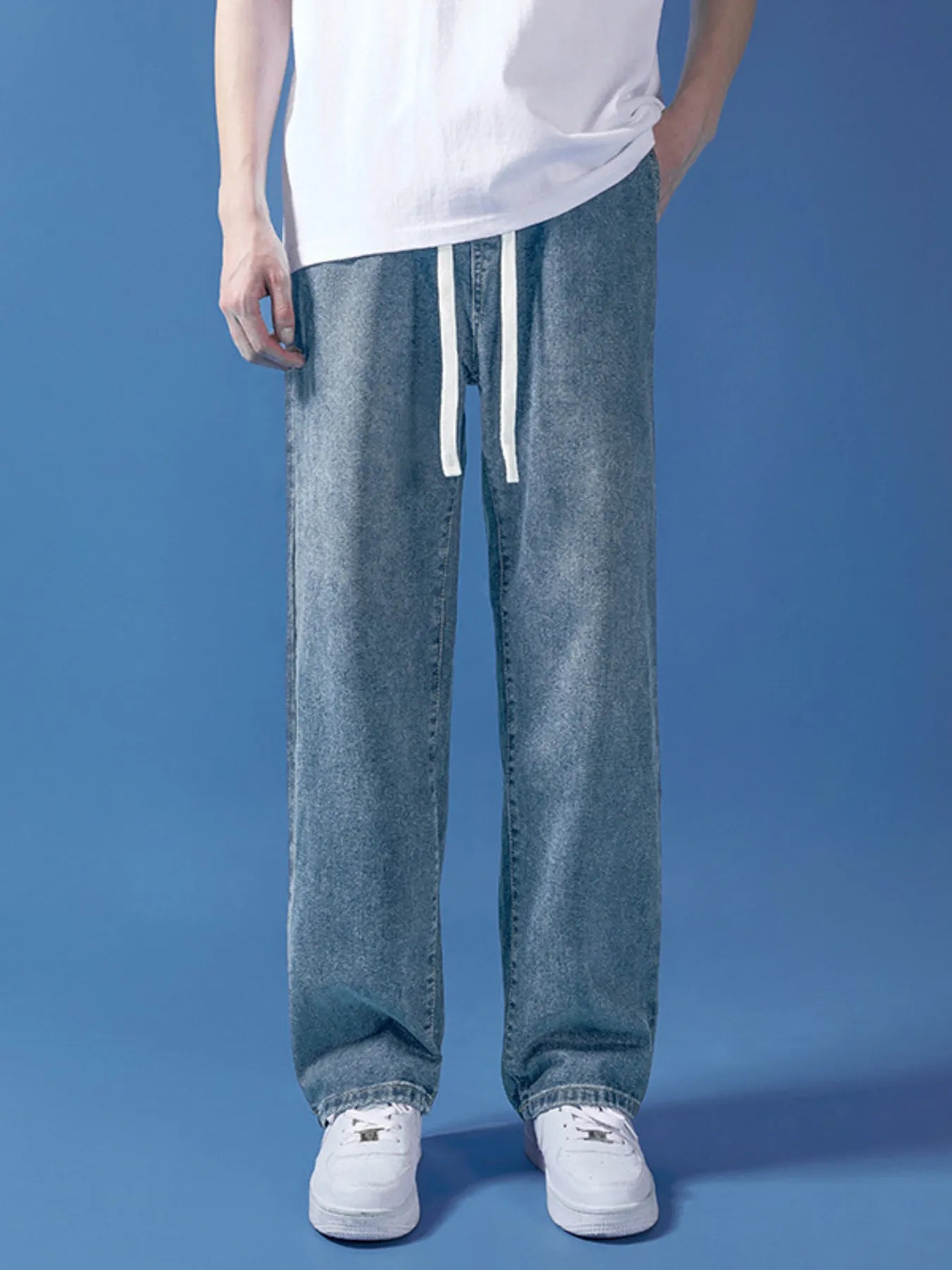 Men's Full Size Drawstring Relaxed Fit Jeans Plus Size - Tigbul's Variety Fashion Shop