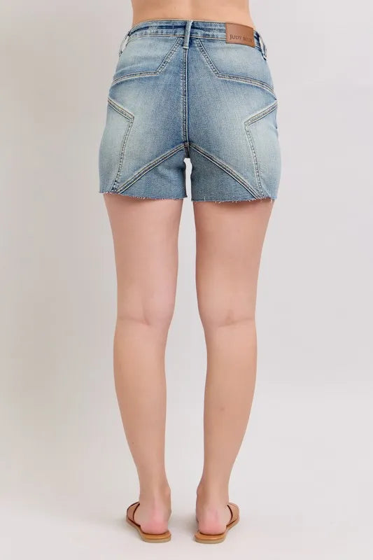 Judy Blue High Waist Star Seam Detail Denim Shorts - Tigbul's Variety Fashion Shop