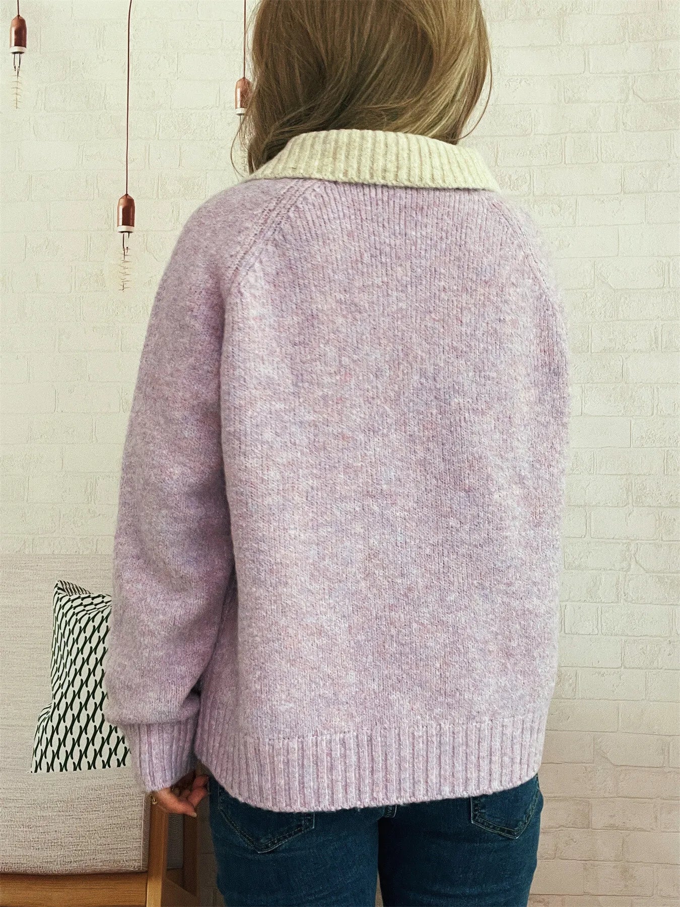 Contrast Collar Zip-Up Cardigan - Tigbul's Variety Fashion Shop