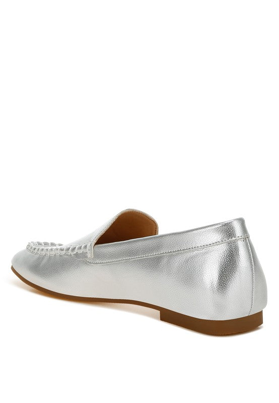 Dama Metallic Pleather Loafers - Tigbul's Variety Fashion Shop