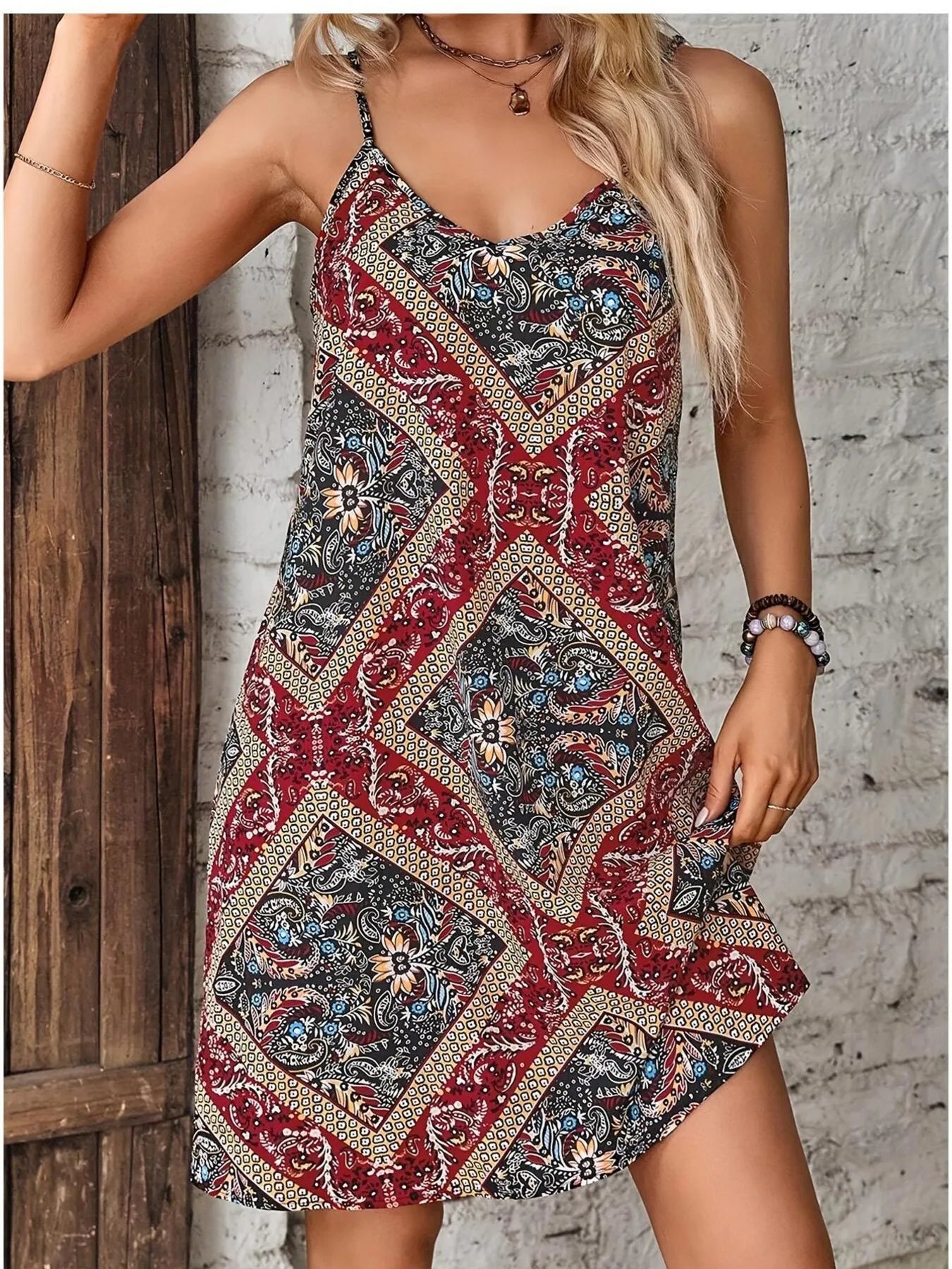 Striped V-Neck Cami Dress - Tigbul's Variety Fashion Shop