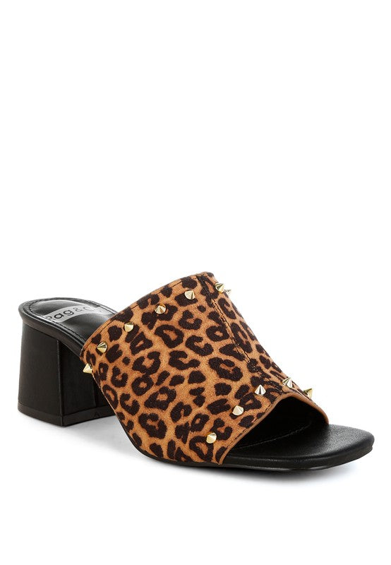 Edama Leopard Print Studded Slip Ons - Tigbul's Variety Fashion Shop