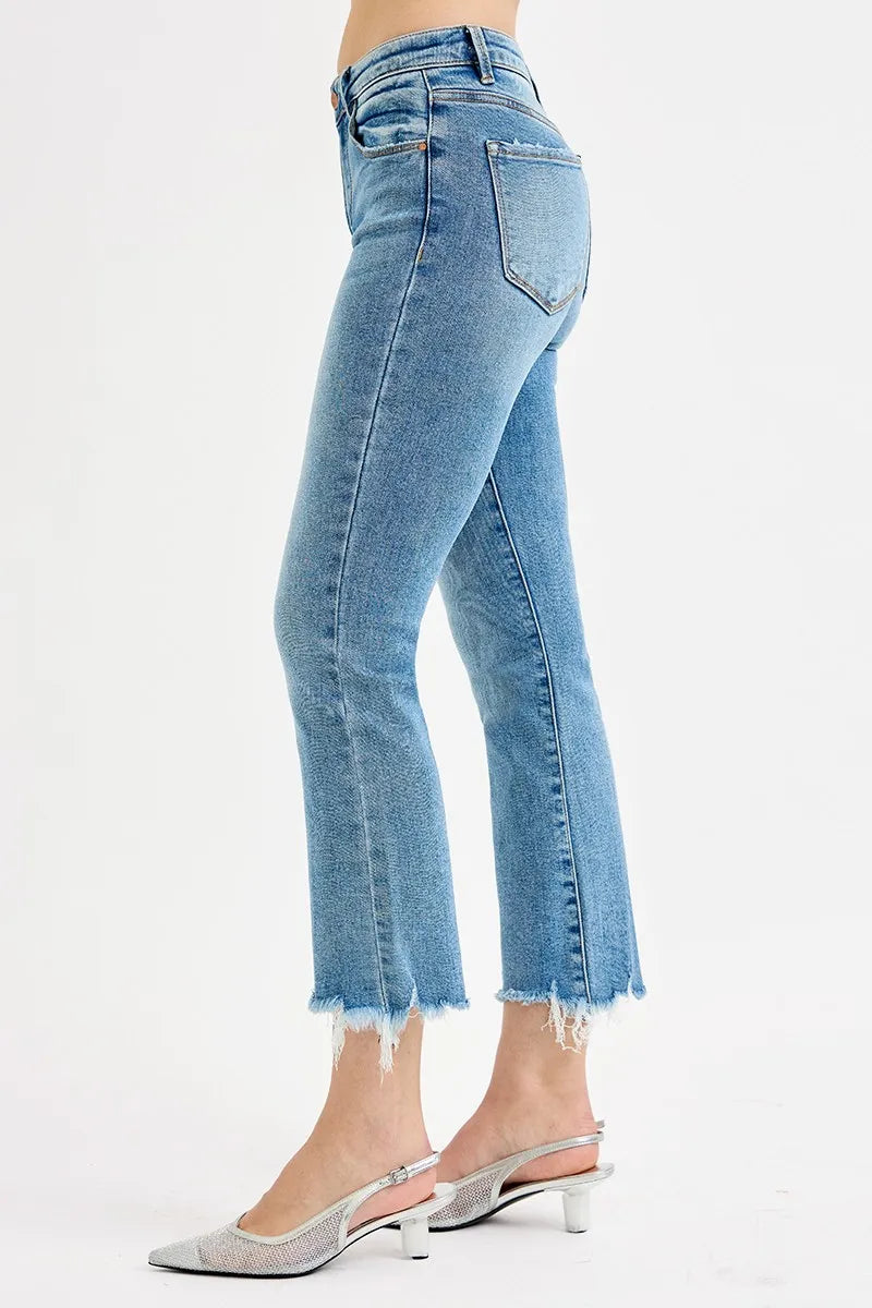 RISEN Full Size High Rise Crop Straight Slim Jeans Plus Size - Tigbul's Variety Fashion Shop