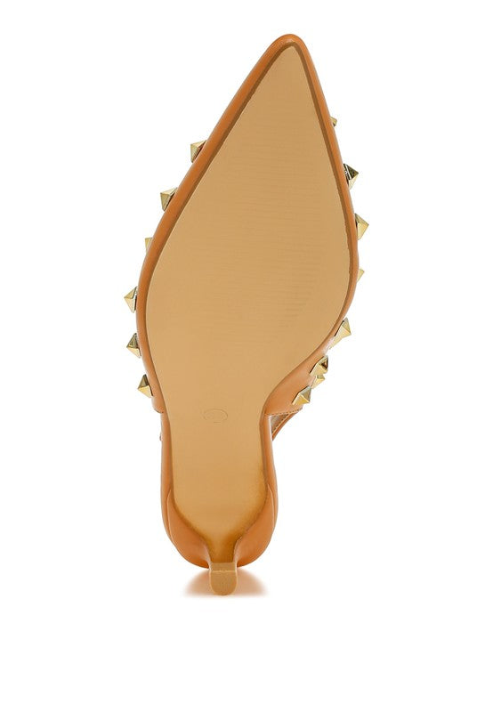 Hegron Stud Embellished Kitten Heels - Tigbul's Variety Fashion Shop