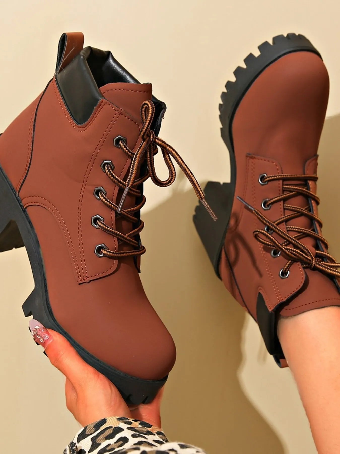 Lace Up Block Heel Boots - Tigbul's Variety Fashion Shop