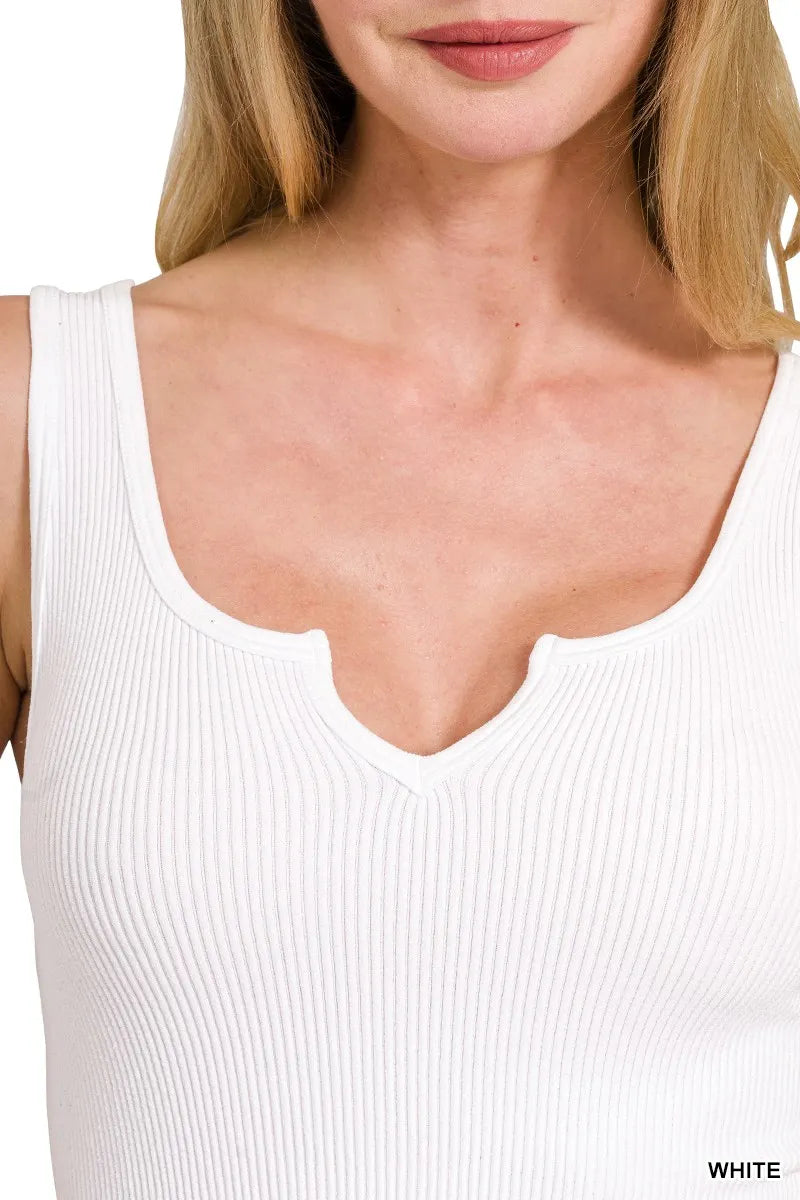 Zenana Seamless Split Neck Bra Tank Top - Tigbul's Variety Fashion Shop