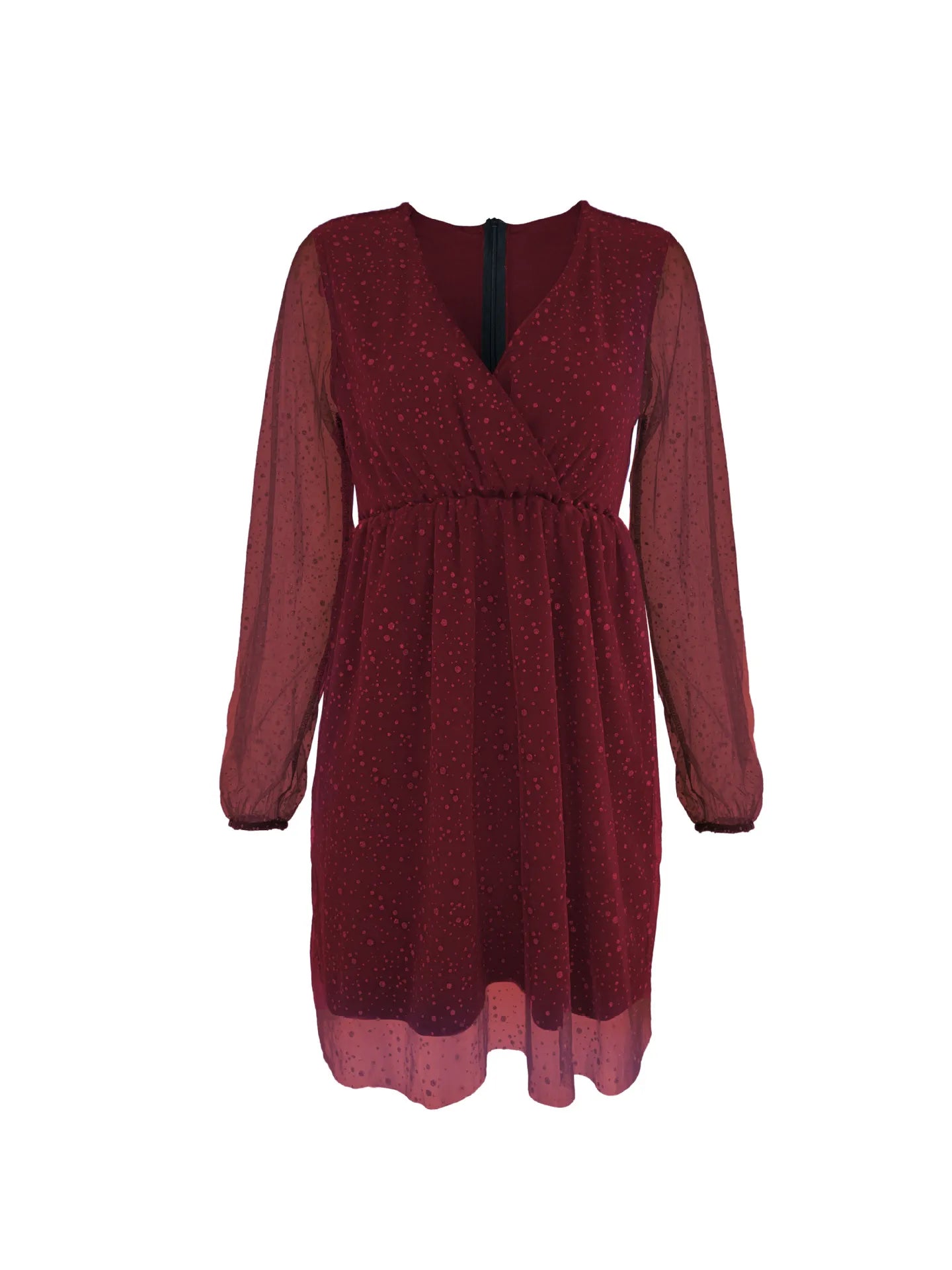 Sparkling Surplice Balloon Sleeve Mini Dress - Tigbul's Variety Fashion Shop