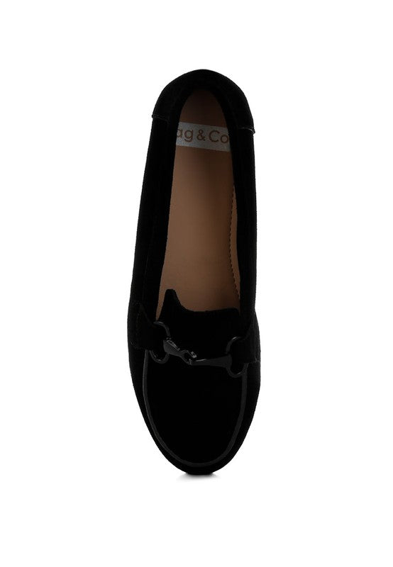 Awen Monochromatic Horsebit Real Suede Loafers - Tigbul's Variety Fashion Shop