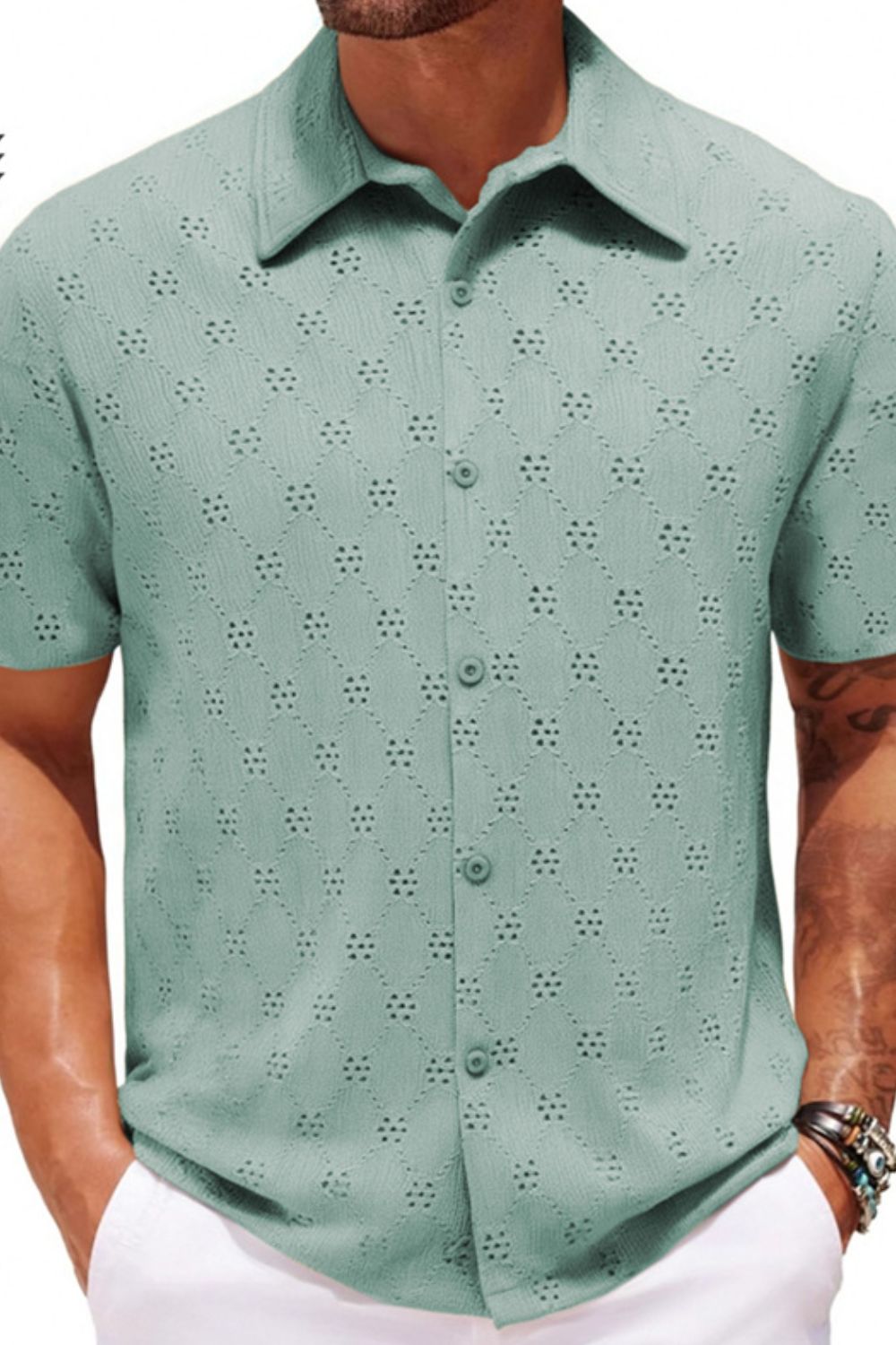 Men's Plus Size Button Down Short Sleeve Shirt - Tigbul's Variety Fashion Shop