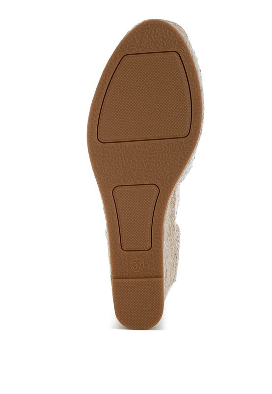 Regatta Tweed Round Toe Woven 4 in. Wedge Heel Sandals - Tigbul's Variety Fashion Shop