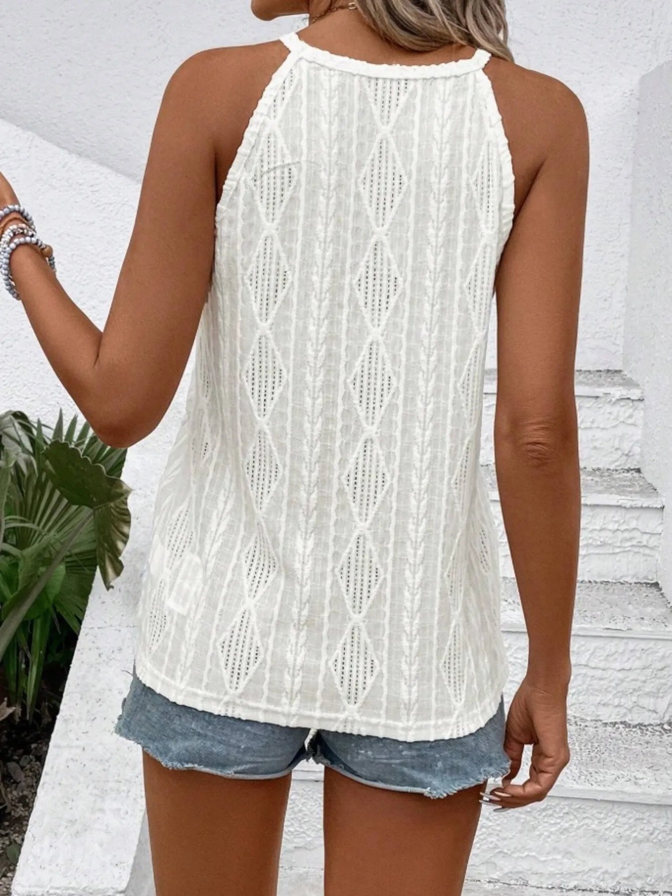 Textured Round Neck Tank - Tigbul's Variety Fashion Shop