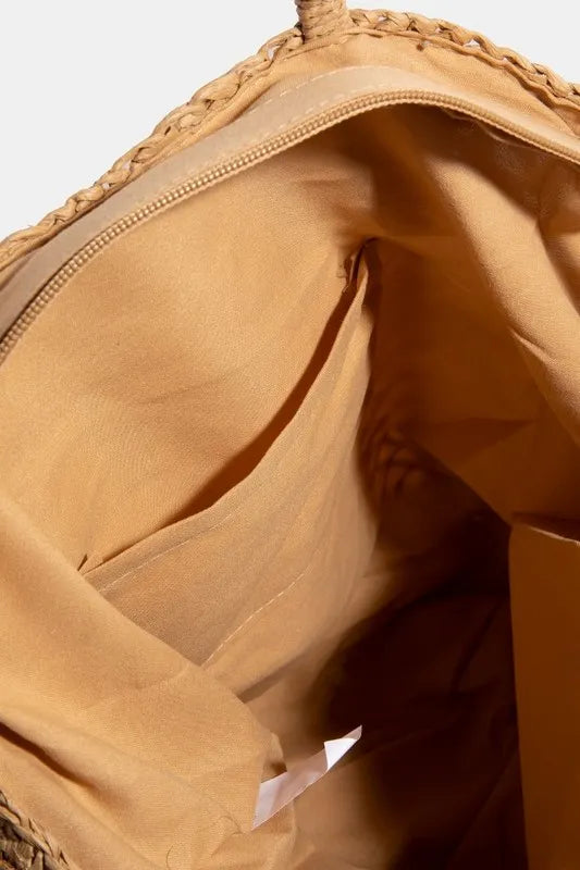 Intricate Braided Khaki Tote Bag - Tigbul's Variety Fashion Shop