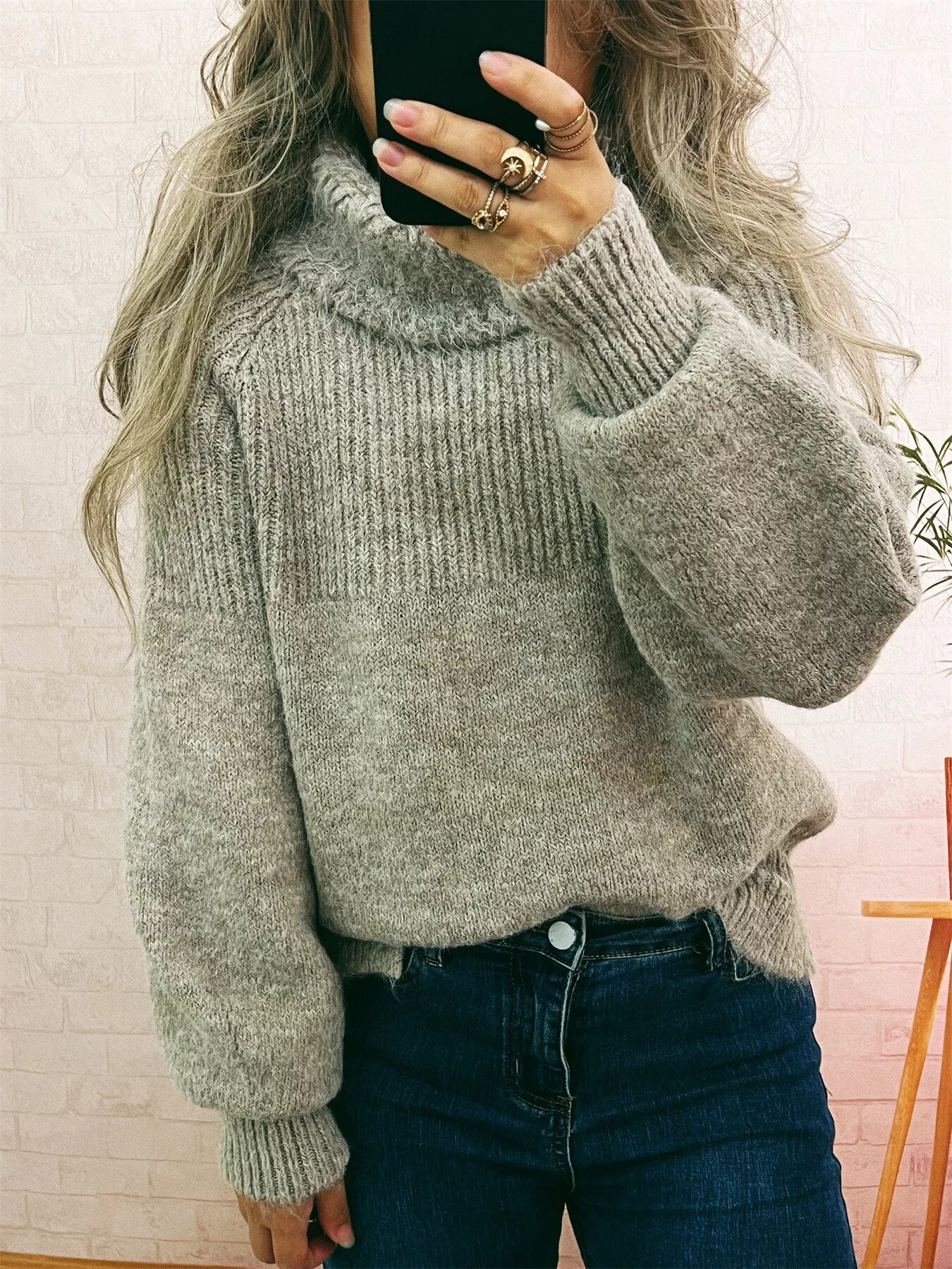 Ribbed Turtleneck Long Sleeve Sweater - Tigbul's Variety Fashion Shop