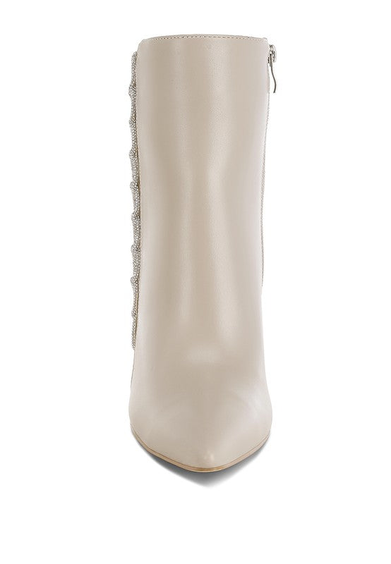 Kalina Rhinestones Chain Detail Boots - Tigbul's Variety Fashion Shop