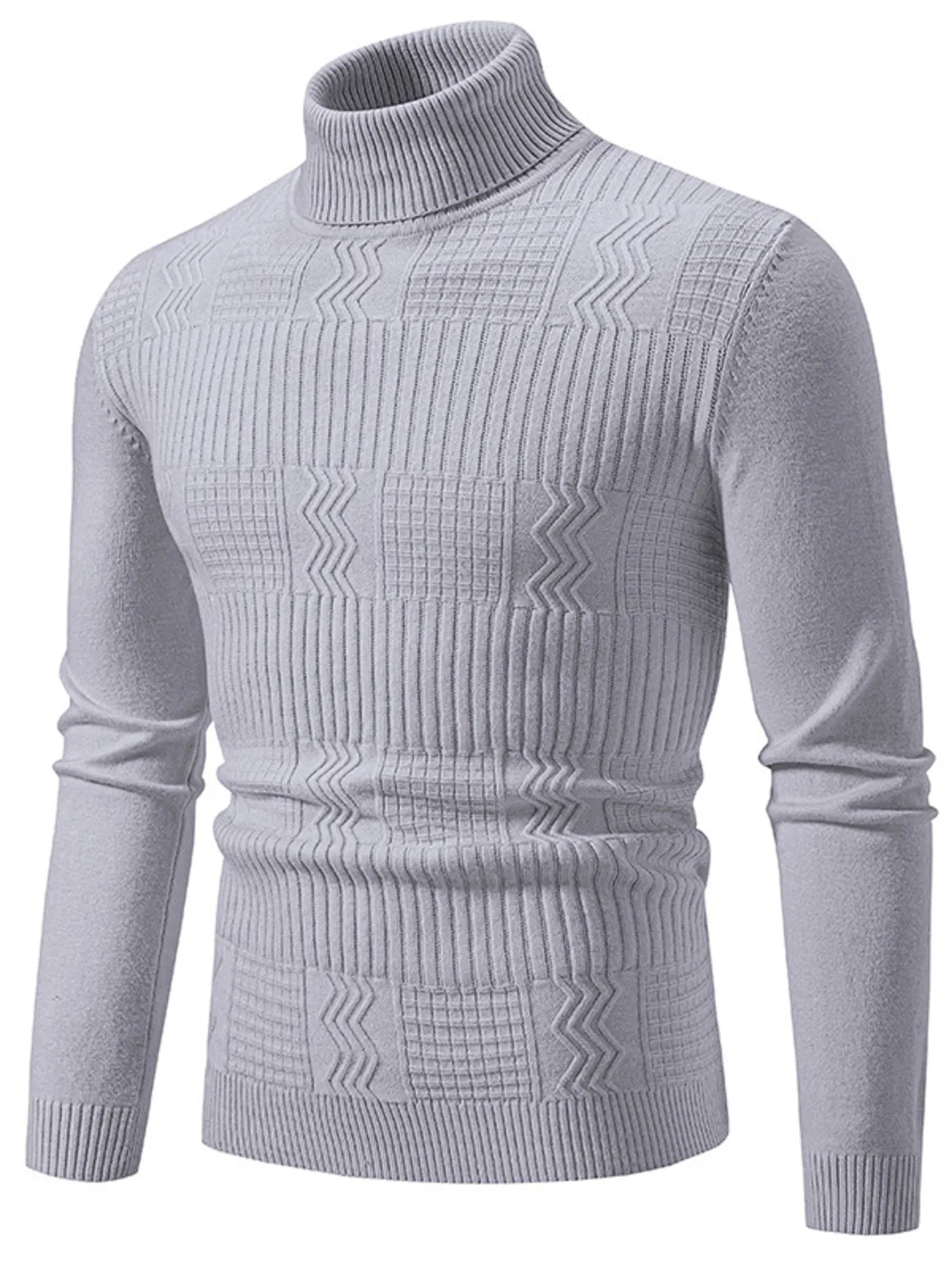 Men's Turtleneck Long Sleeve Sweater - Tigbul's Variety Fashion Shop