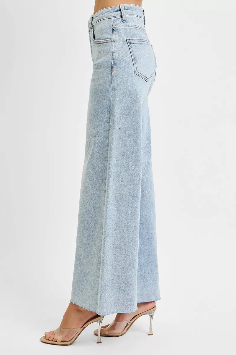 RISEN Full Size High Rise Ankle Wide Palazzo Jeans Plus Size - Tigbul's Variety Fashion Shop