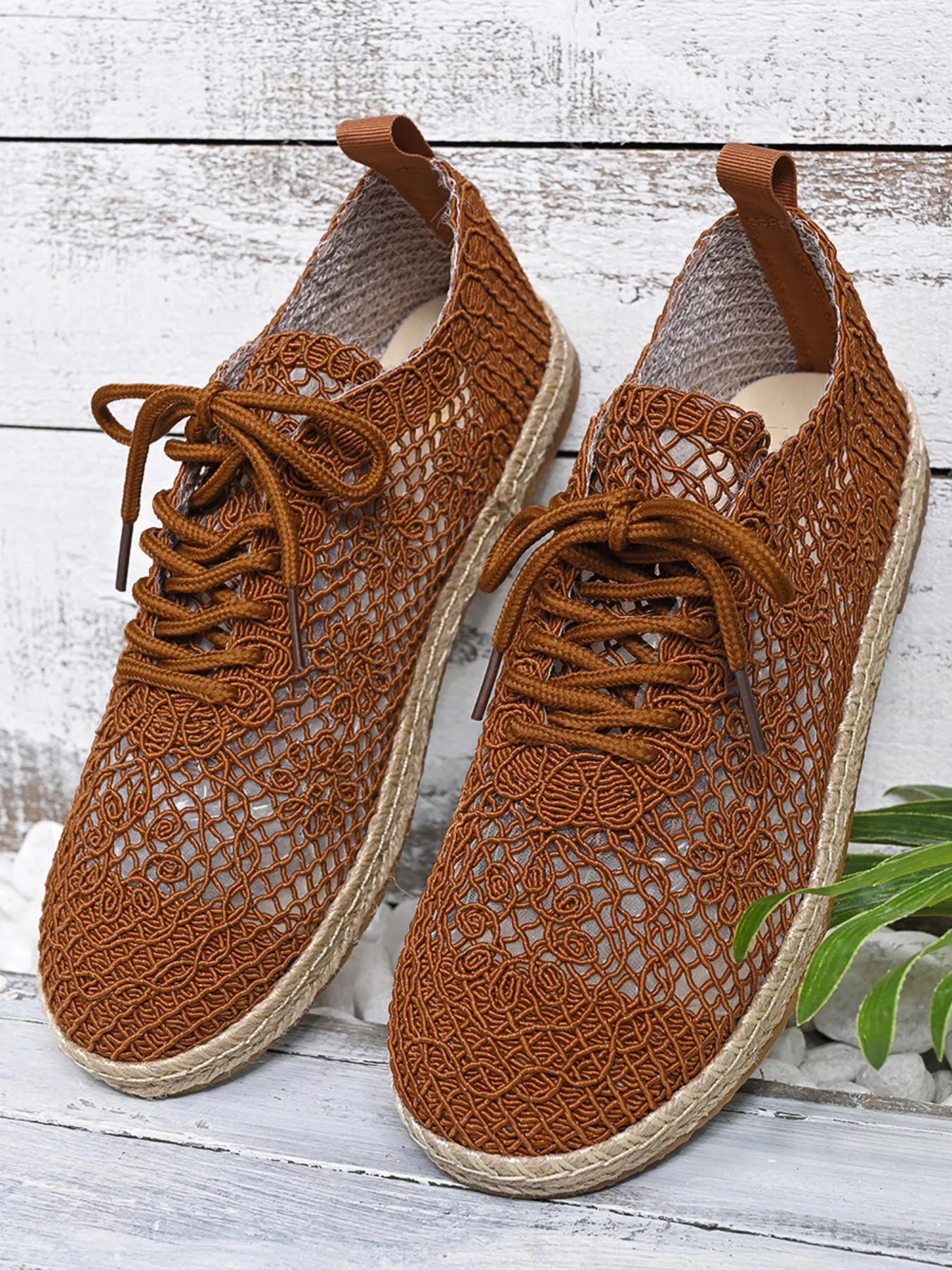 Breathable Woven Lace Up Sneakers - Tigbul's Variety Fashion Shop