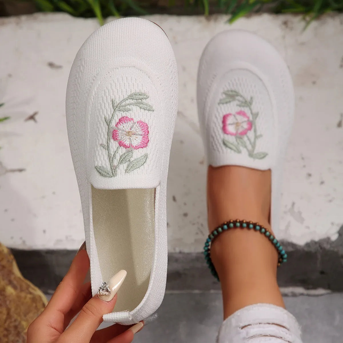 Embroidered Mesh Slip-Ons - Tigbul's Variety Fashion Shop