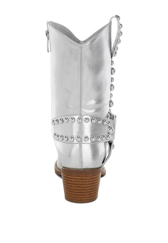 Altair Studded Harness Detail Boots - Tigbul's Variety Fashion Shop