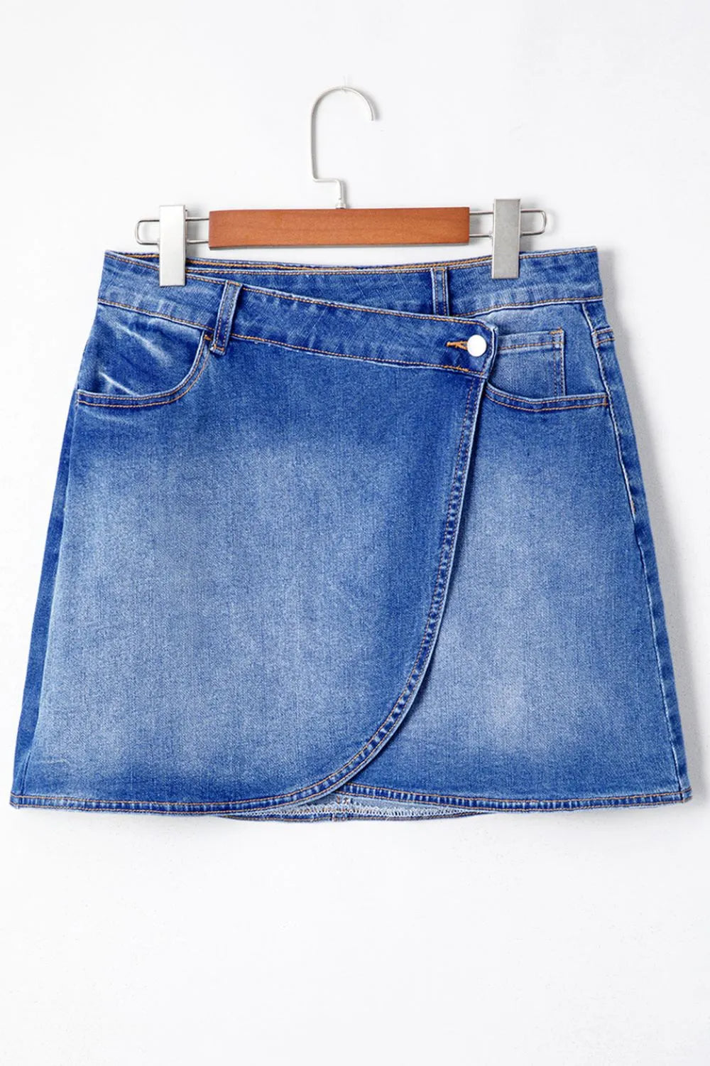 Wrapped Crossed Waist Denim Mini Skirt - Tigbul's Variety Fashion Shop
