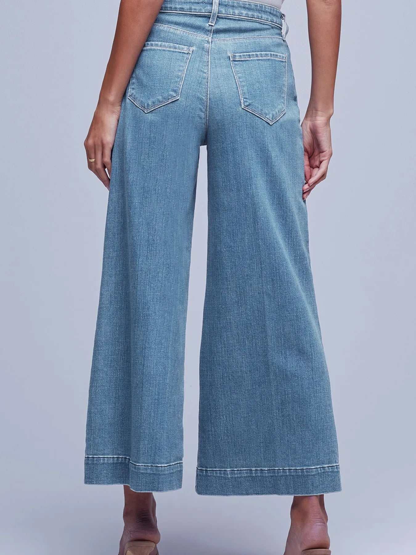 Seam Detail Flared Bottom Ankle Length Jeans - Tigbul's Variety Fashion Shop
